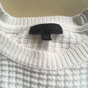 Top Shop Waffle Knit White Crop Sweater